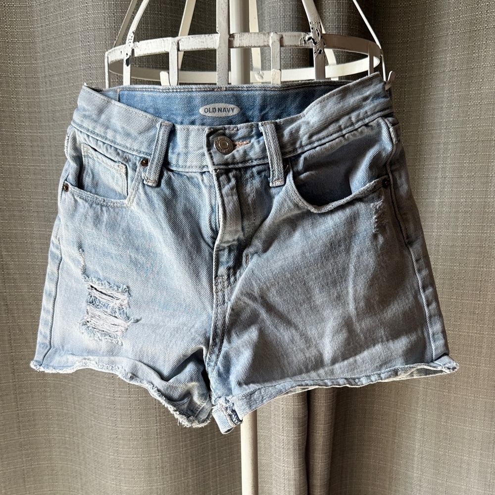 Old Navy Light Blue Distressed Kids Denim Shorts